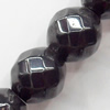 Magnetic Hematite Beads, Faceted Round, 4mm, Hole:about 0.6mm, Sold per 16-Inch Strand