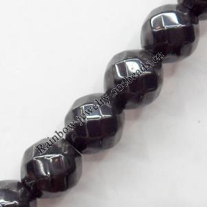 Magnetic Hematite Beads, Faceted Round, 4mm, Hole:about 0.6mm, Sold per 16-Inch Strand
