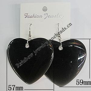 Resin Earring，Heart 59x57mm, Sold by Group