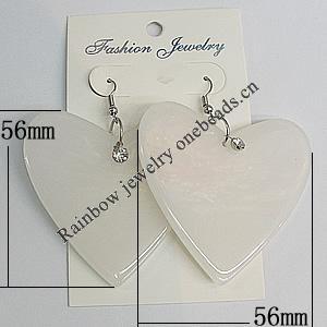 Resin Earring，Heart 56x56mm, Sold by Group