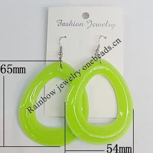 Resin Earring，Hollow Teardrop 65x54mm, Sold by Group