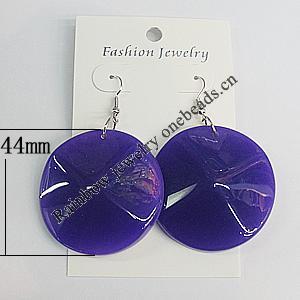 Resin Earring，Faceted Flat Round 44mm, Sold by Group