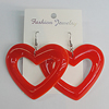 Resin Earring，Heart 65x55mm, Sold by Group