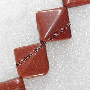 Gold Sand Stone Beads, Diamond, 15mm, Hole:Approx 1.5mm, Sold per 15.7-inch Strand
