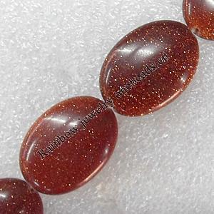 Gold Sand Stone Beads, Flat Oval, 18x15mm, Hole:Approx 1.5mm, Sold per 15.7-inch Strand