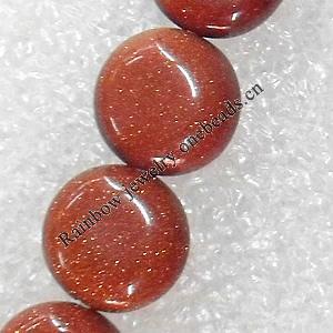 Gold Sand Stone Beads, Flat Round, 12mm, Hole:Approx 1.5mm, Sold per 15.7-inch Strand