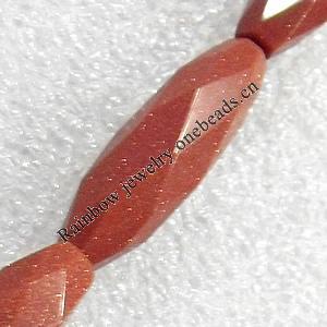 Gold Sand Stone Beads, Faceted Oval, 10x30mm, Hole:Approx 1.5mm, Sold per 15.7-inch Strand