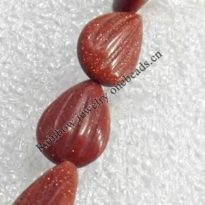 Gold Sand Stone Beads, Fluted Teardrop, 10x14mm, Hole:Approx 1.5mm, Sold per 15.7-inch Strand