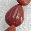 Gold Sand Stone Beads, Fluted Teardrop, 10x14mm, Hole:Approx 1.5mm, Sold per 15.7-inch Strand