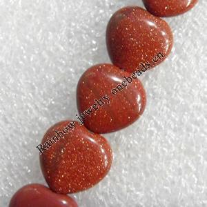 Gold Sand Stone Beads, Heart, 14mm, Hole:Approx 1.5mm, Sold per 15.7-inch Strand