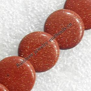Gold Sand Stone Beads, Flat Round, 12mm, Hole:Approx 1.5mm, Sold per 15.7-inch Strand
