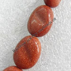 Gold Sand Stone Beads, Flat Oval, 15x20mm, Hole:Approx 1.5mm, Sold per 15.7-inch Strand