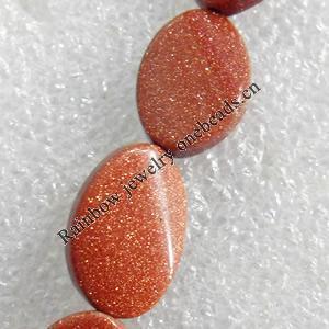 Gold Sand Stone Beads, Flat Oval, 13x18mm, Hole:Approx 1.5mm, Sold per 15.7-inch Strand
