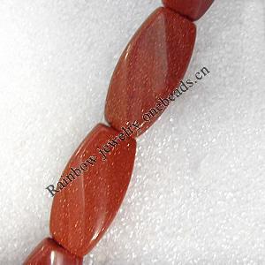 Gold Sand Stone Beads, Faceted Twist Rectangle, 15x30mm, Hole:Approx 1.5mm, Sold per 15.7-inch Strand