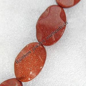 Gold Sand Stone Beads, Flat Oval, 20x30mm, Hole:Approx 1.5mm, Sold per 15.7-inch Strand