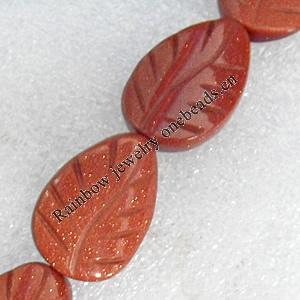 Gold Sand Stone Beads, Leaf, 18x25mm, Hole:Approx 1.5mm, Sold per 15.7-inch Strand