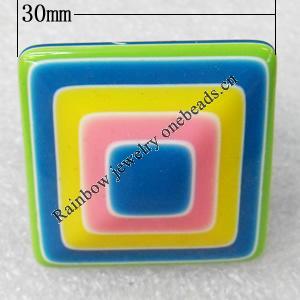 Resin Ring, Square, 30mm, Sold by Dozen