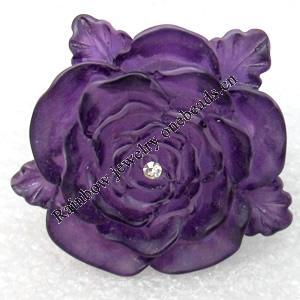 Resin Ring, Flower, 34x40mm, Sold by Dozen