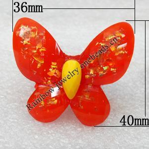 Resin Ring, Butterfly, 40x36mm, Sold by Dozen