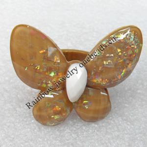 Resin Ring, Butterfly, 40x35mm, Sold by Dozen