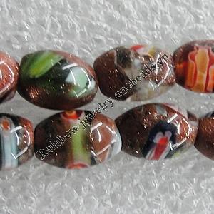 Gold Sand Millefiori Glass Beads, Oval 8x12mm Hole:1mm, Sold per 16-Inch Strand