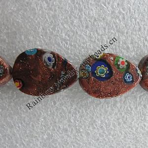 Gold Sand Millefiori Glass Beads, Teardrop 28x20mm Hole:2mm, Sold by Bag