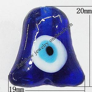 Turkish Handmade Lampwork Glass Evil Eye Beads, 20x19mm Hole:2mm, Sold by Bag