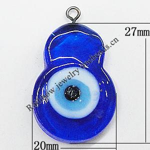Turkish Handmade Lampwork Glass Evil Eye Pendant, Calabash 27x20mm Hole:2mm, Sold by Bag