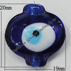 Turkish Handmade Lampwork Glass Evil Eye Beads, Lantern 20x19mm Hole:1.5mm, Sold by Bag
