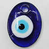 Turkish Handmade Lampwork Glass Evil Eye Pendant, Flat Oval 40x30mm Hole:5mm, Sold by Bag