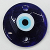 Turkish Handmade Lampwork Glass Evil Eye Pendant, Flat Round 60mm Hole:4.5mm, Sold by Bag