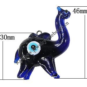 Turkish Handmade Lampwork Glass Evil Eye Pendant, Animal 46x30mm Hole:2mm, Sold by Bag