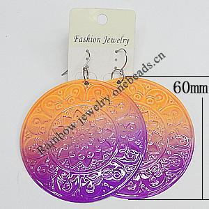 Iron Earring, Flat Round 60mm, Sold by Group