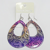 Iron Earring, Teardrop 50x38mm, Sold by Group