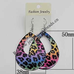 Iron Earring, Teardrop 50x38mm, Sold by Group