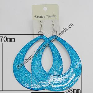 Iron Earring, Teardrop 70x58mm, Sold by Group