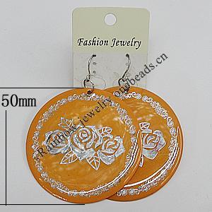 Iron Earring, Flat Round 50mm, Sold by Group