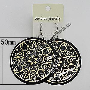 Iron Earring, Flat Round 50mm, Sold by Group