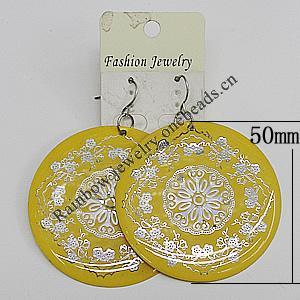 Iron Earring, Flat Round 50mm, Sold by Group