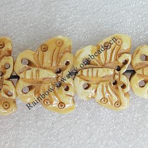Tibetan Yak Bone Beads, Butterfly 17mm Hole:2mm, Sold by Bag