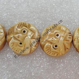 Tibetan Yak Bone Beads, Flat Round 17mm Hole:2mm, Sold by Bag