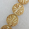 Tibetan Yak Bone Beads, Flat Round 17mm Hole:2mm, Sold by Bag