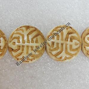 Tibetan Yak Bone Beads, Flat Round 17mm Hole:2mm, Sold by Bag