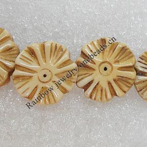 Tibetan Yak Bone Beads, Flower 17mm Hole:2mm, Sold by Bag