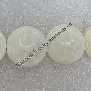 Tibetan Yak Bone Beads, Flat Round 17mm Hole:2mm, Sold by Bag