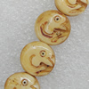 Tibetan Yak Bone Beads, Flat Round 17mm Hole:2mm, Sold by Bag