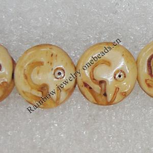 Tibetan Yak Bone Beads, Flat Round 17mm Hole:2mm, Sold by Bag