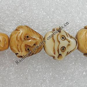 Tibetan Yak Bone Beads, Animal Head 13mm Hole:1.5mm, Sold by Bag