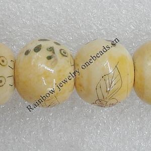 Tibetan Yak Bone Beads, Round 13mm Hole:1.5mm, Sold by Bag