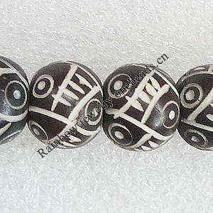 Tibetan Yak Bone Beads, Round 12mm Hole:1mm, Sold by Bag